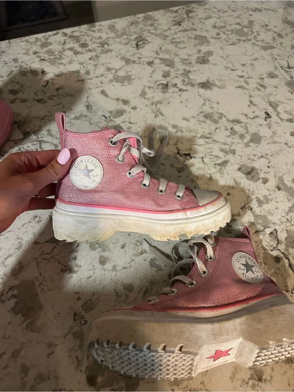 Converse Kids Pink High-Top Platform Sneakers